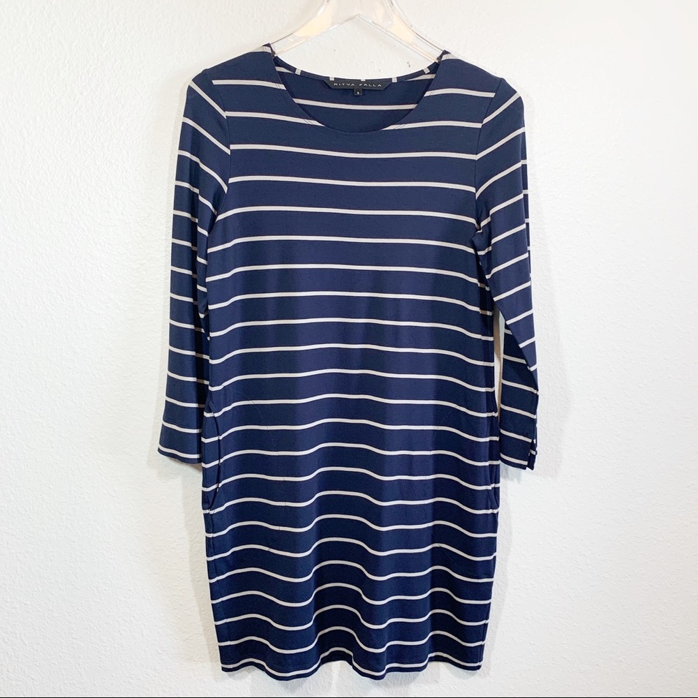 Ritva Falla navy striped tunic with pockets